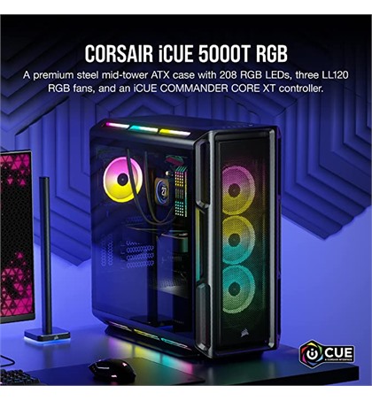 CORSAIR iCUE 5000T RGB Tempered Glass Mid-Tower ATX PC Case