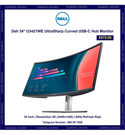 Dell 34" U3421WE UltraSharp Curved USB-C Hub Monitor