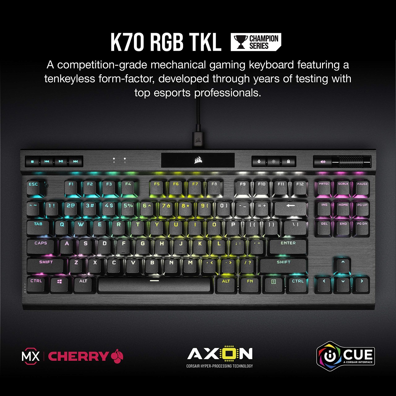 CORSAIR K70 RGB TKL CHAMPION SERIES Mechanical Gaming Keyboard — CHERRY MX SPEED