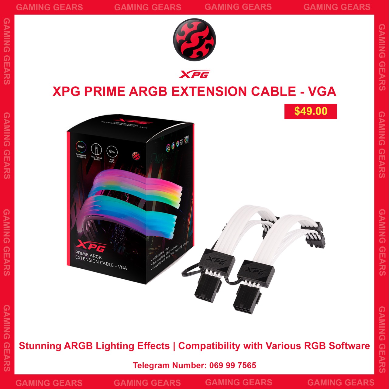 XPG PRIME ARGB EXTENSION CABLE - VGA